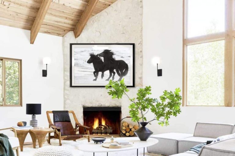 black and white animal print on Living Room wall