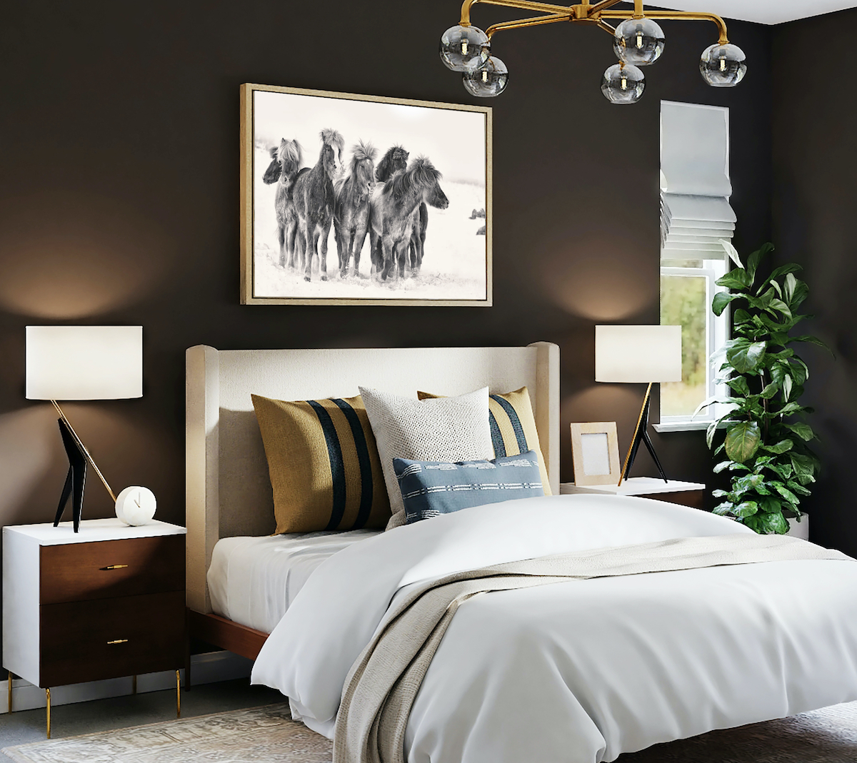 horse portrait bedroom wall art ideas