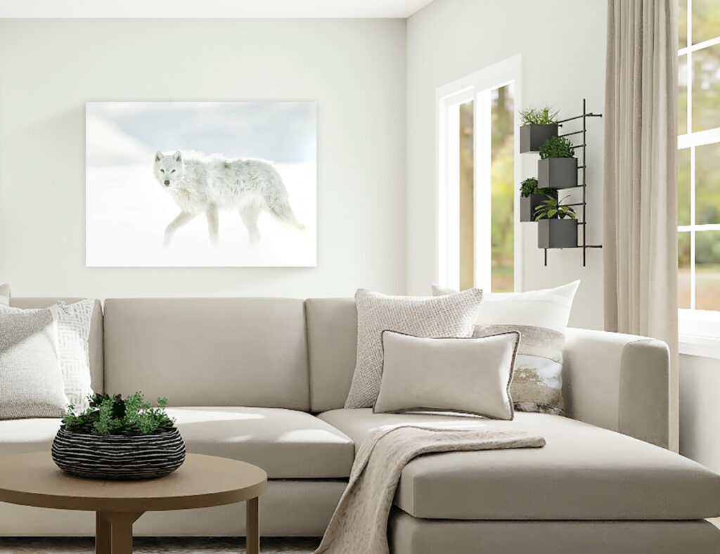 ARCTIC WOLF fine ART in living room