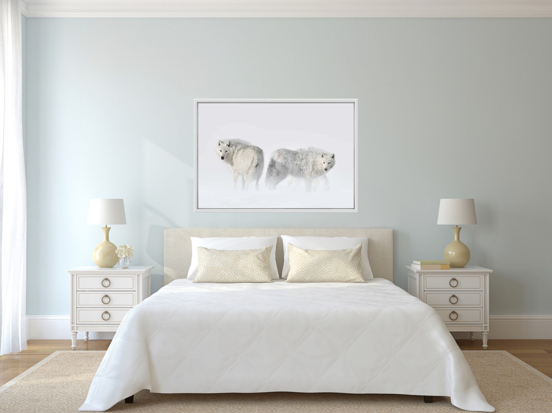 wolves wall art in bedroom