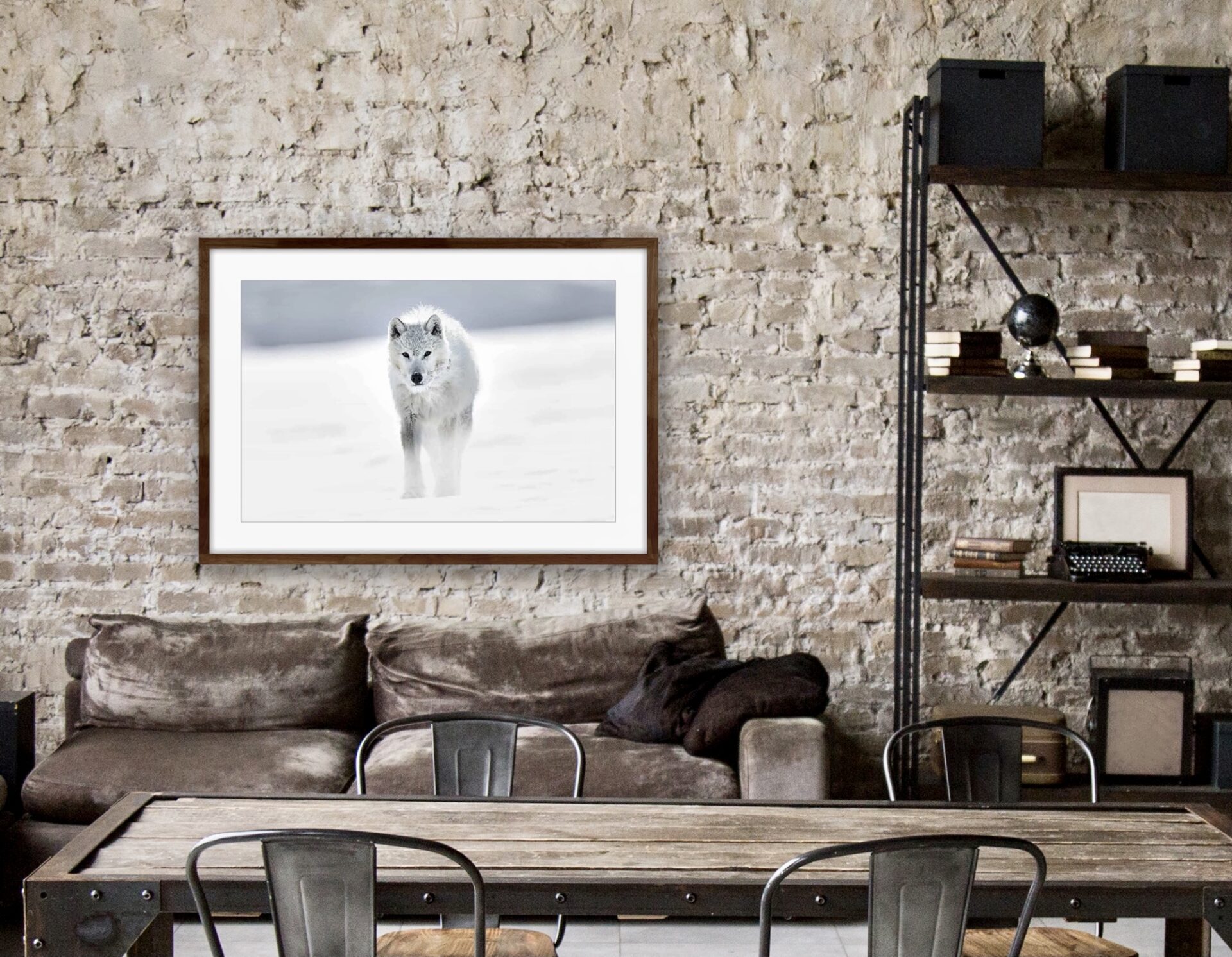 arctic wolf artwork in DINING ROOM