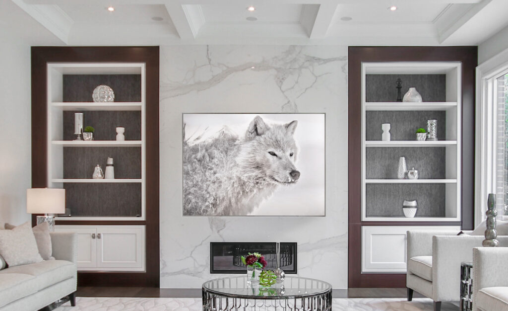 Snow Wolf Fine Art Print in living room