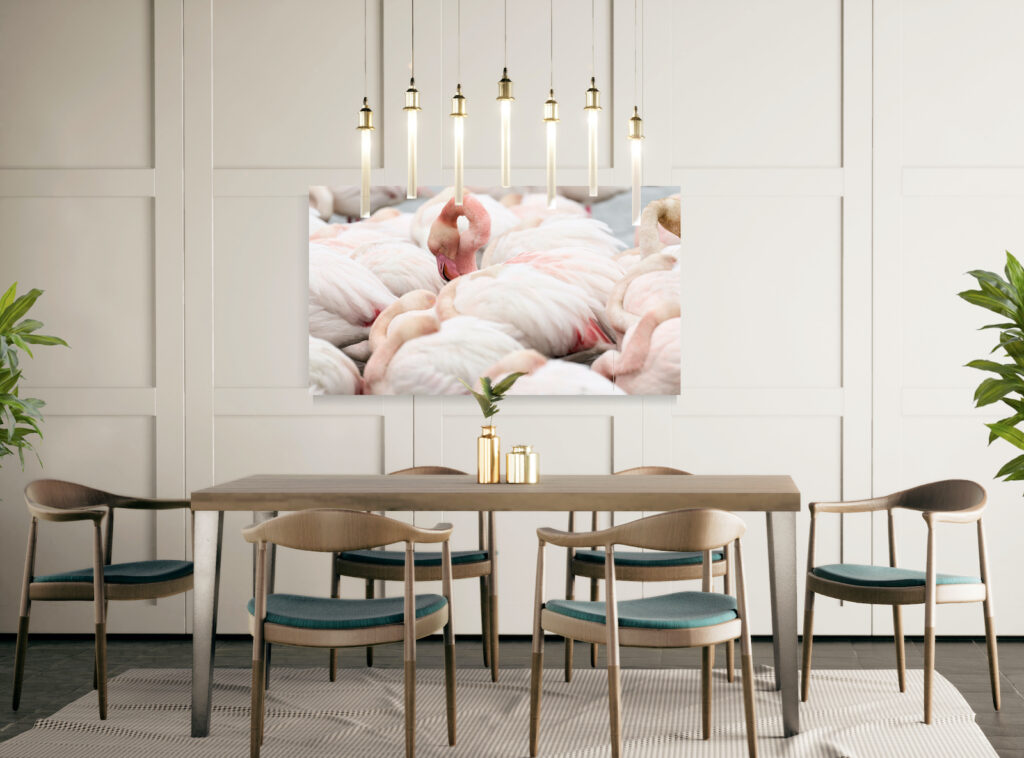 Importance if art in society -FLAMINGO art print IN DINING ROOM