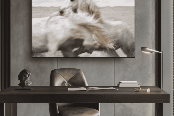Wild horses running and grazzing on fine land showing sign of love and hope. best wall art horse prints for living room
