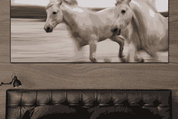 White horse running in mud best for living room design idea