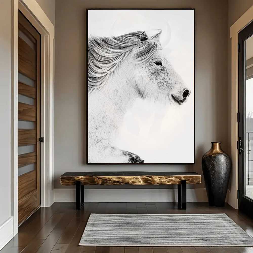 white horse portrait wall art photograpy