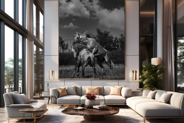 Fine art horse print in luxury living room