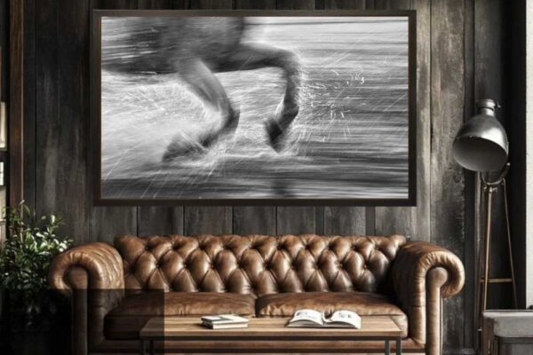 Endless strides shows the horse running foot prints and speed with dust in air, shows fine art horse photogrpahy.