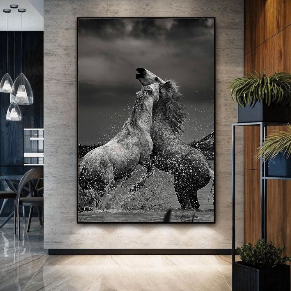 black and white horse prints and make your room beautiful