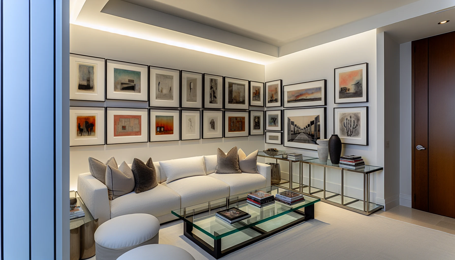 Fine art prints displayed on a wall, complementing the room's decor