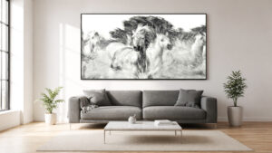 Fine art Horse image running in water 