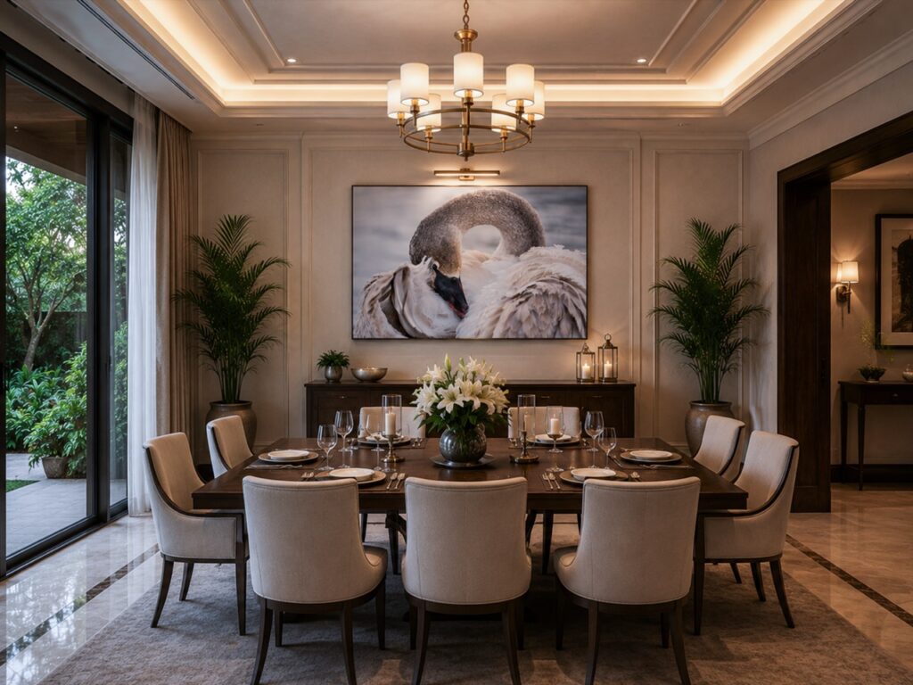 Trumpeter swan in living room